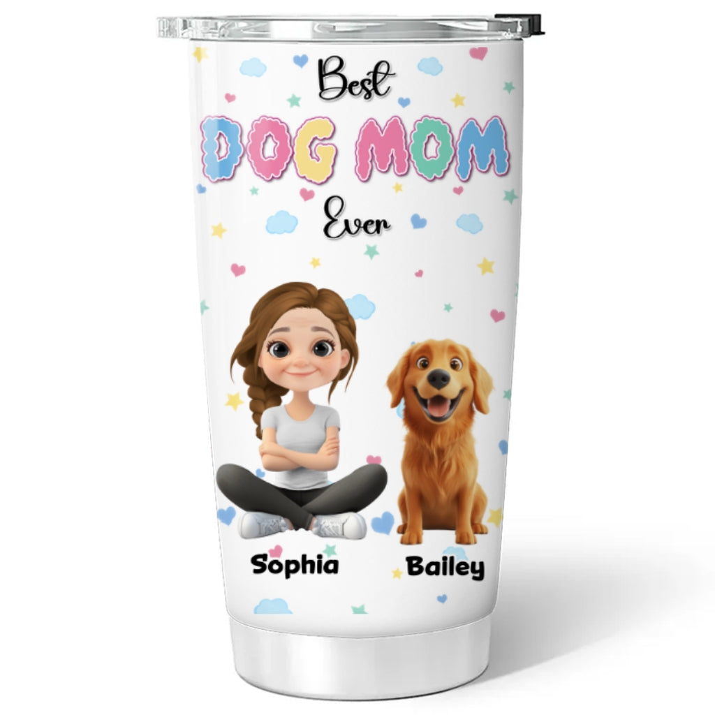 Custom Christmas Birthday Gifts For Dog Mom, Dog Lovers • Cloudy Dog Mom - Personalized Tumbler