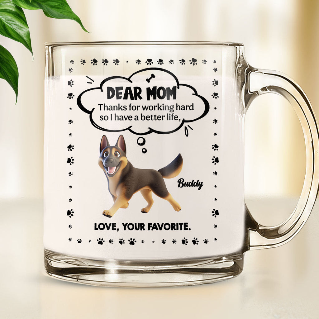 Custom Father's day Birthday Gifts For Dog Dad, Dog Lovers • Dear Dad - Personalized Glass Mug