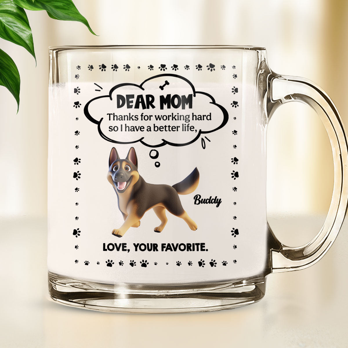 Custom Father's day Birthday Gifts For Dog Dad, Dog Lovers • Dear Dad - Personalized Glass Mug
