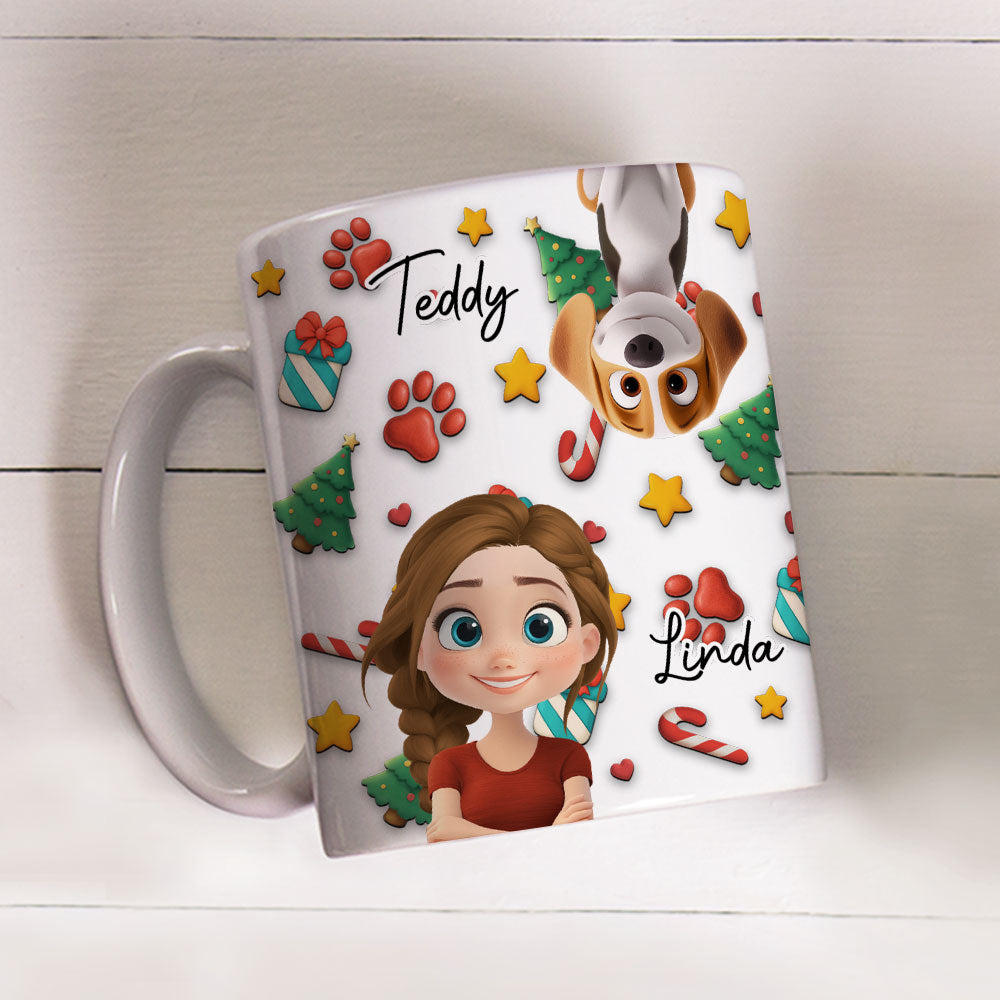 Custom Christmas Birthday Gifts For Dog Mom, Dog Lovers • Dog And Human Christmas Cartoon - Personalized Coffee Mug
