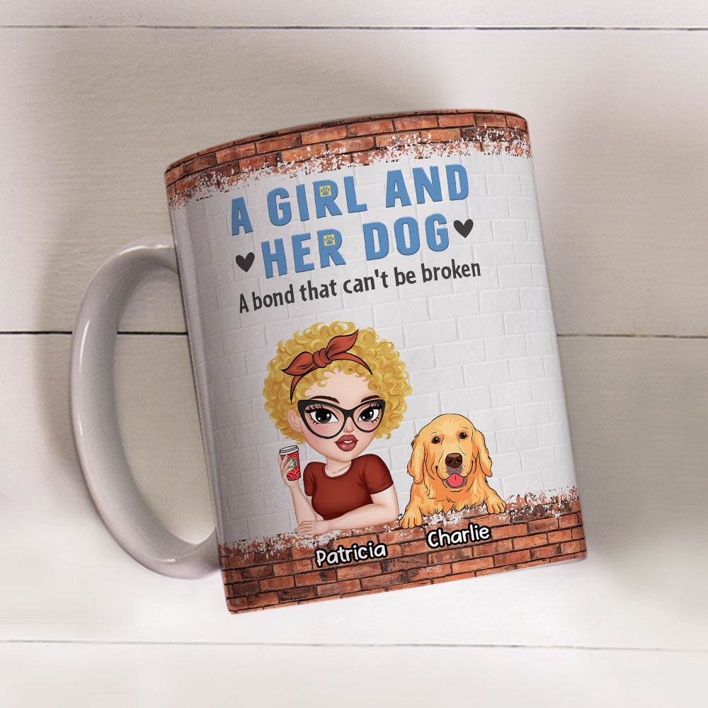 Custom Mother's day Birthday Gifts For Dog Mom, Dog Lovers • Unbreakable Bond Of A Girl And Her Dog - Personalized Coffee Mug