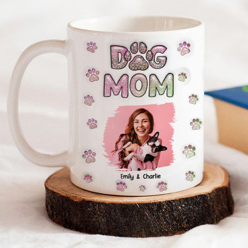 Custom Photo Christmas Birthday Gifts For Dog Mom, Dog Lovers • Dog Mom Lovely Chibi Version Photo - Personalized 3D Inflated Effect Mug