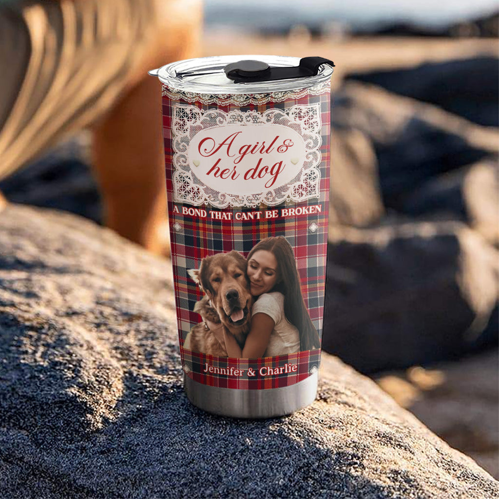 Custom Photo Christmas Birthday Gifts For Dog Mom, Dog Lovers • Flower And Storybook Dog Photo - Personalized Tumbler