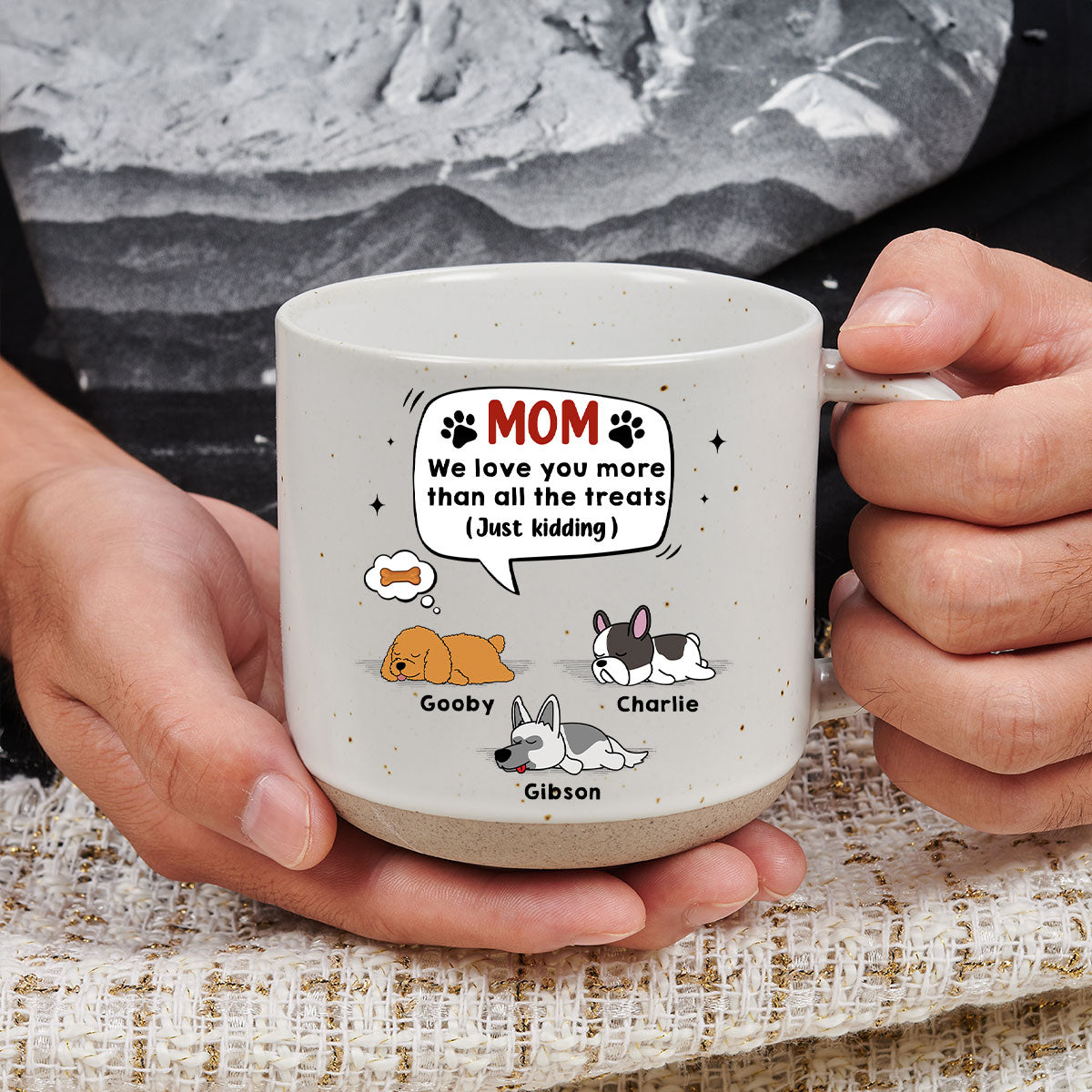 Custom Christmas Birthday Gifts For Dog Lovers • I Love You More Than Treats - Personalized Pottery Mug