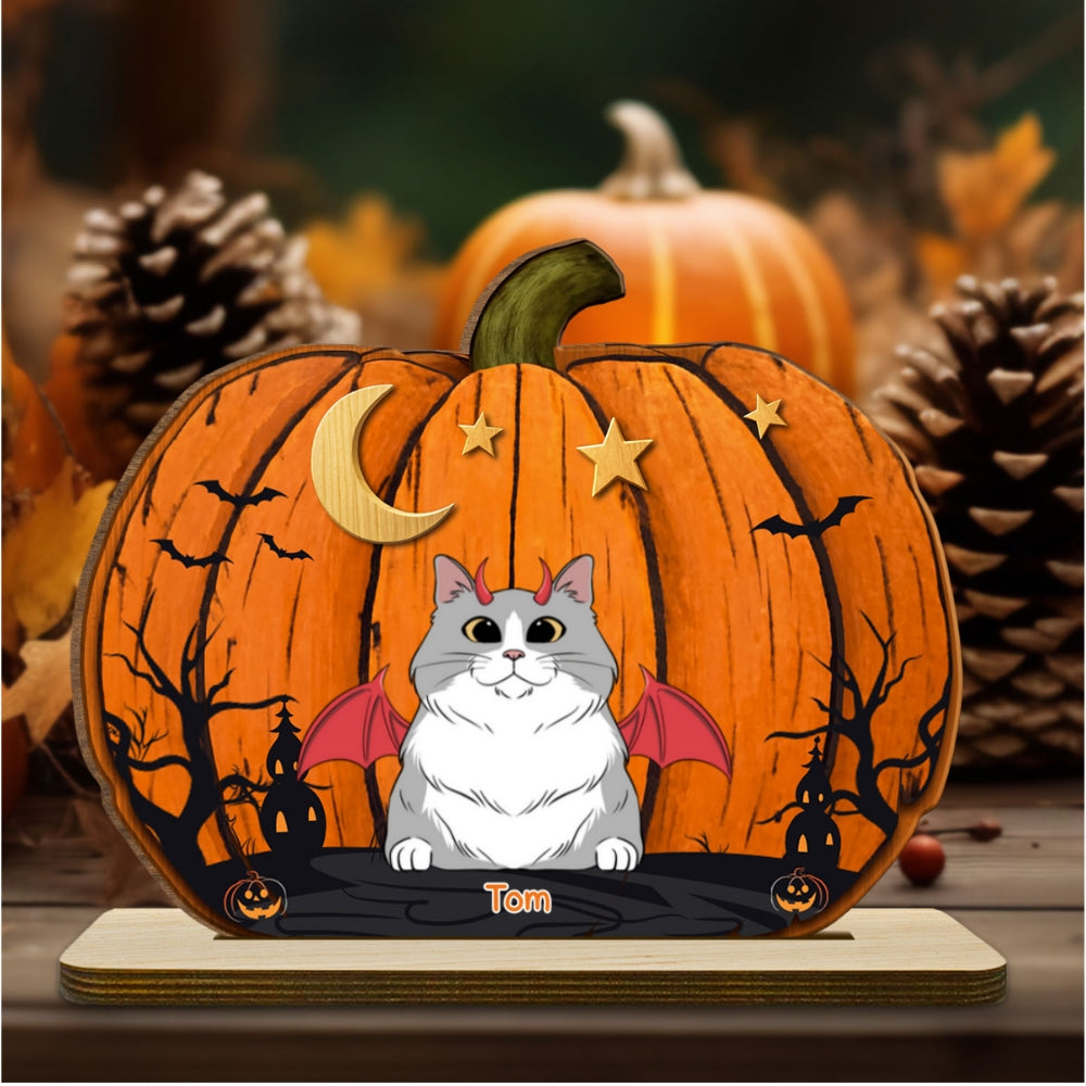 We Like Pumpkins - Personalized 2-Layer Wood Plaque With Flat Base