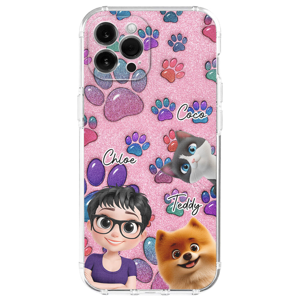 Glittery Paw Mom Pet Ver - Personalized Phone Case