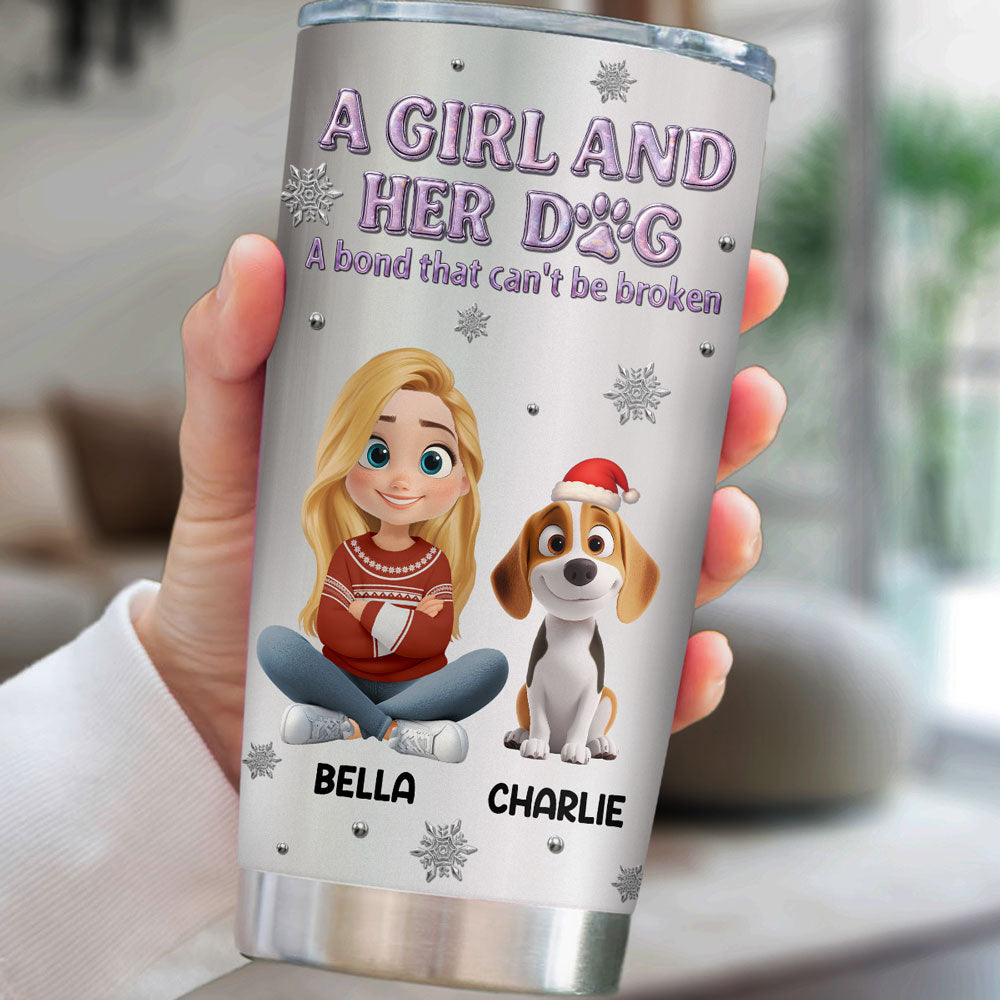Custom Christmas Birthday Gifts For Dog Mom, Dog Lovers • Bling Winter And Dog Mom - Personalized 3D Effect Tumbler