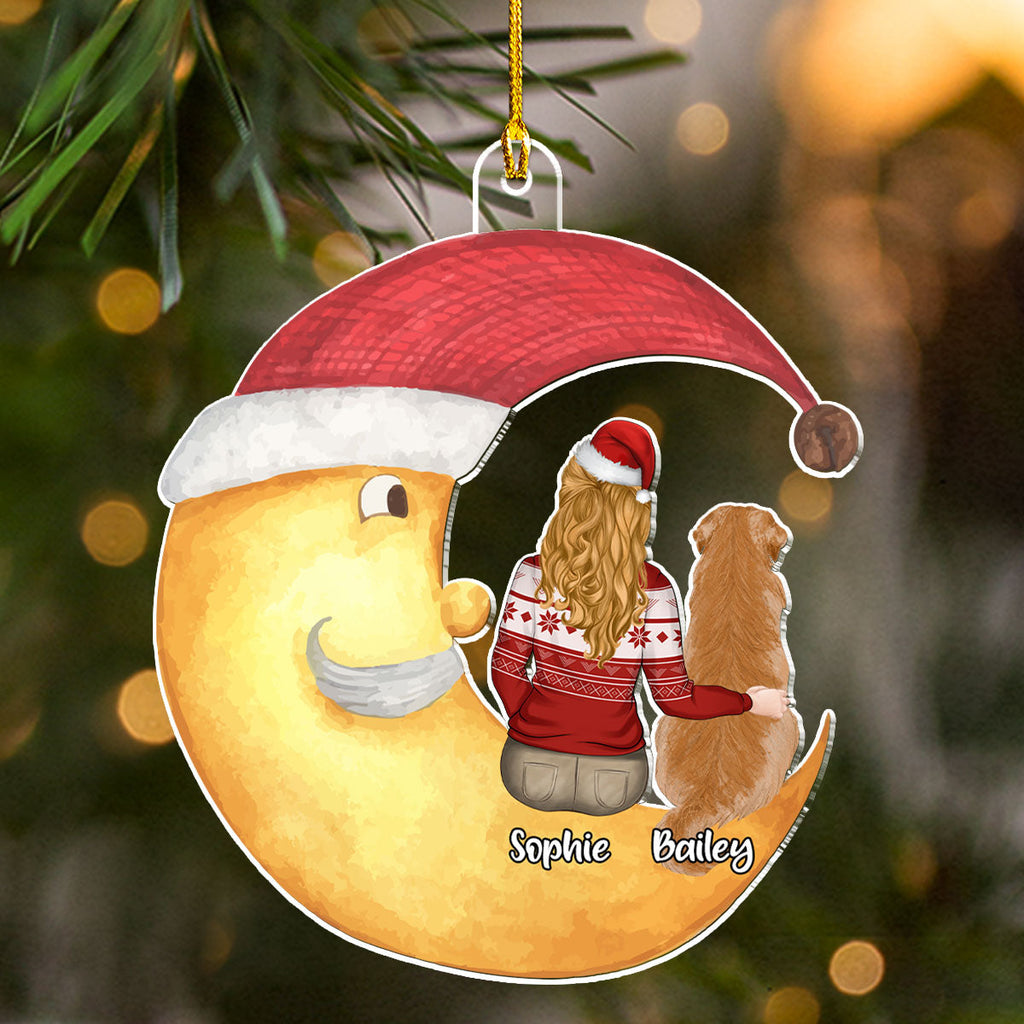 Custom Christmas Decor Home Birthday Gifts For Dog Mom, Dog Lovers • We Sitting On The Moon - Personalized Acrylic Ornament