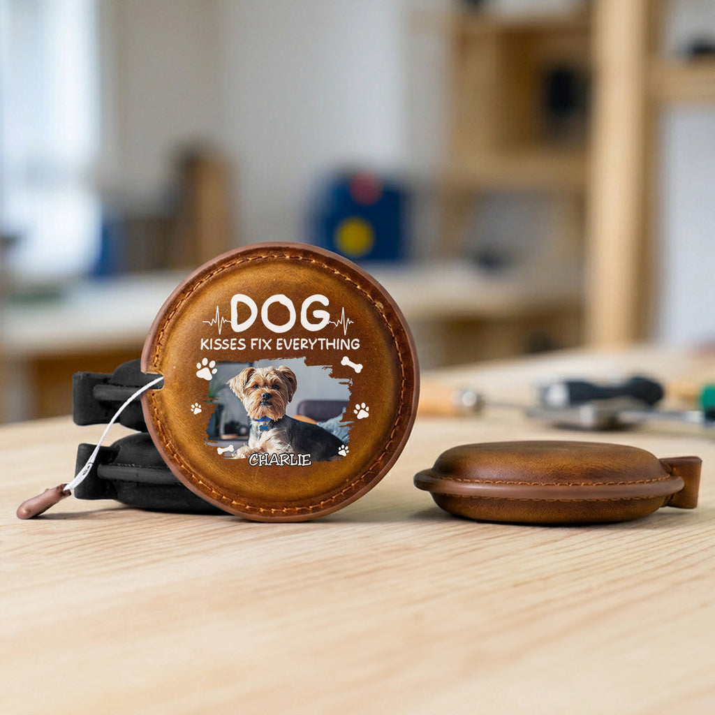 Dog Kisses Photo - Personalized Leather Tape Measure