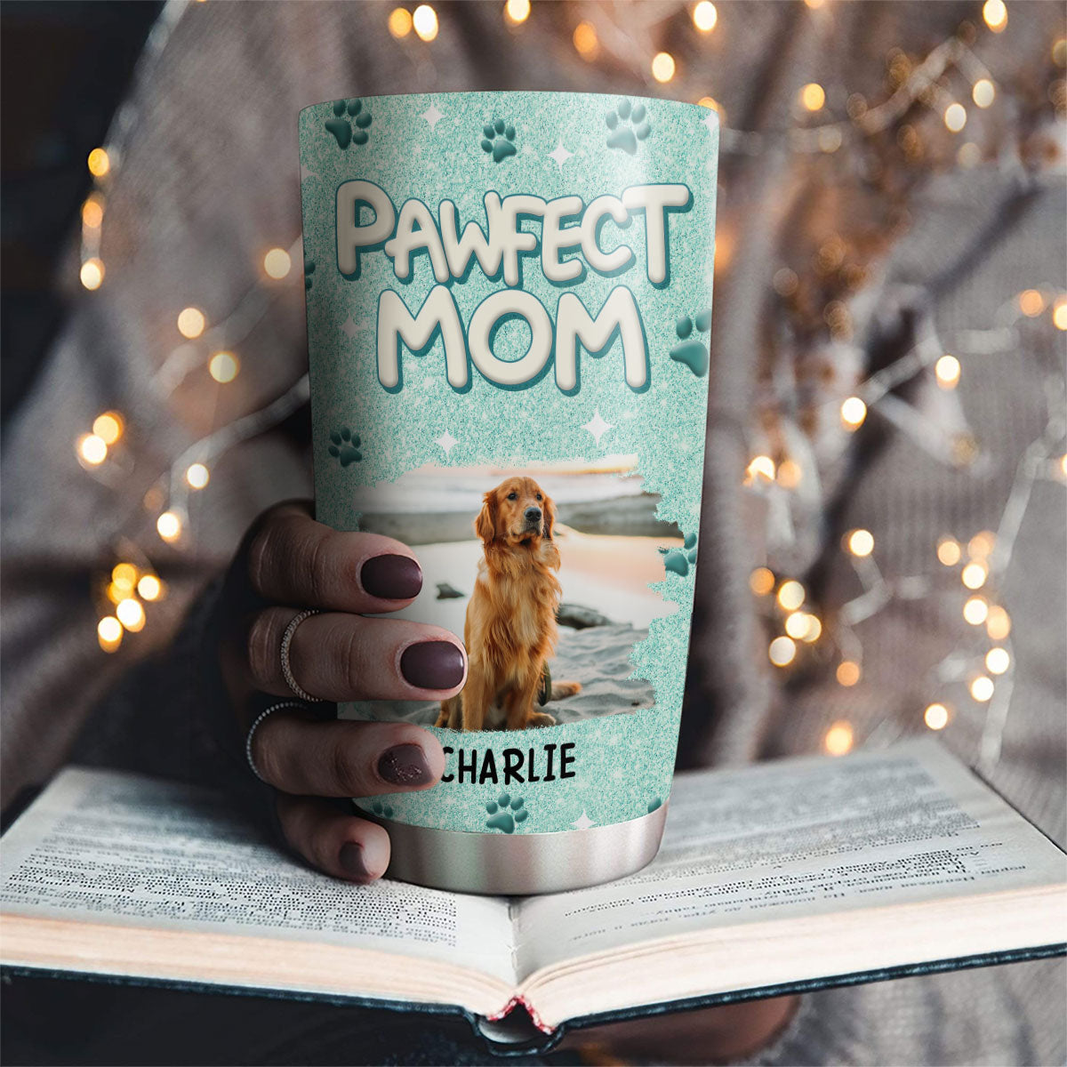 Custom Photo Christmas Birthday Gifts For Dog Mom, Dog Lovers • Pawfect Mom Photo - Personalized 3D Inflated Effect Tumbler