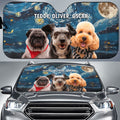 Custom Christmas Birthday Gifts Car Accessories for Dog Parents • Dogs In Dark Night Photo - Personalized Car Sunshade