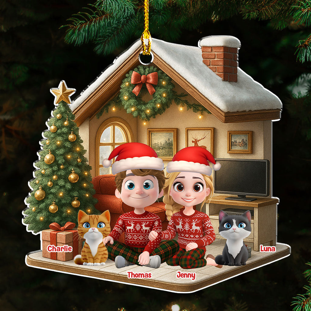 Custom Christmas Decor Home Birthday Gifts For Cat Lovers • Under One Roof With Cats - Personalized 3D Effect Acrylic Ornament