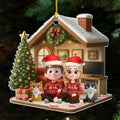 Custom Christmas Decor Home Birthday Gifts For Cat Lovers • Under One Roof With Cats - Personalized 3D Effect Acrylic Ornament