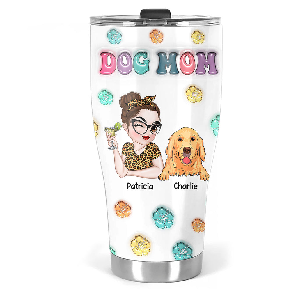 Custom Mother's day Birthday Gifts For Dog Mom, Dog Lovers • Dog Mom Summer - Personalized 3D Inflated Effect Tumbler