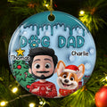 Custom Christmas Decor Home Birthday Gifts For Dog Dad, Dog Lovers • Man And Lovely Dog - Personalized 3D Inflated Effect Ceramic Ornament