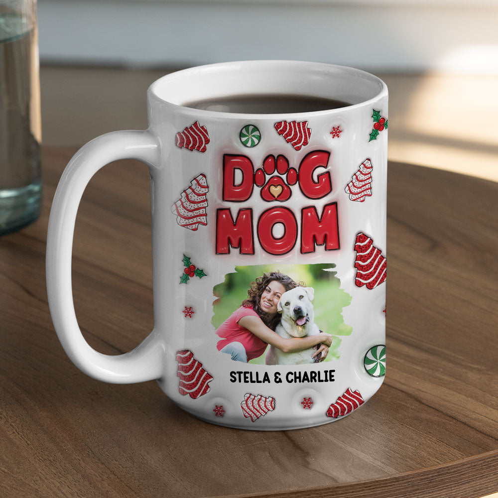 Custom Photo Mother's day Birthday Gifts For Dog Mom, Dog Lovers • Dog Mom Tree Cake Photo - Personalized 3D Inflated Effect Mug