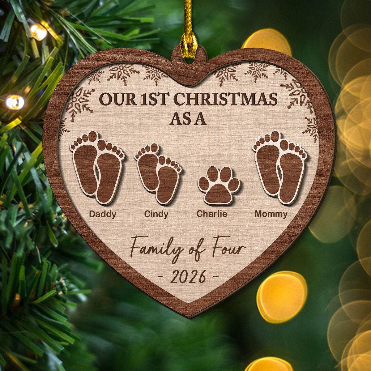 Our 1st Christmas - Personalized Freeshape 2-Layered Wood Ornament