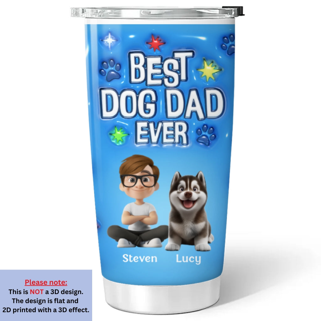 Custom Christmas Birthday Gifts For Dog Dad, Dog Lovers • Dog Dad Power - Personalized 3D Inflated Effect Tumbler