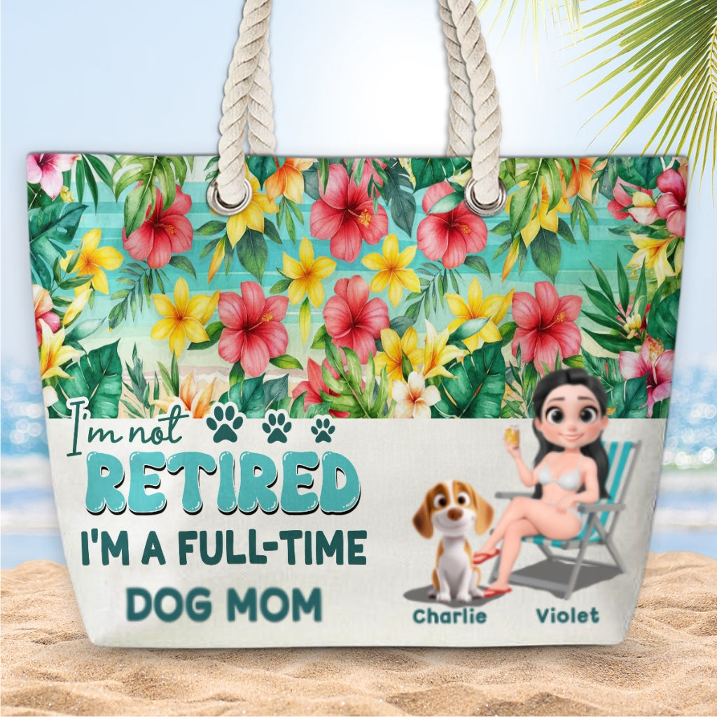 Full Time Dog Mom At The Beach - Personalized Beach Bag
