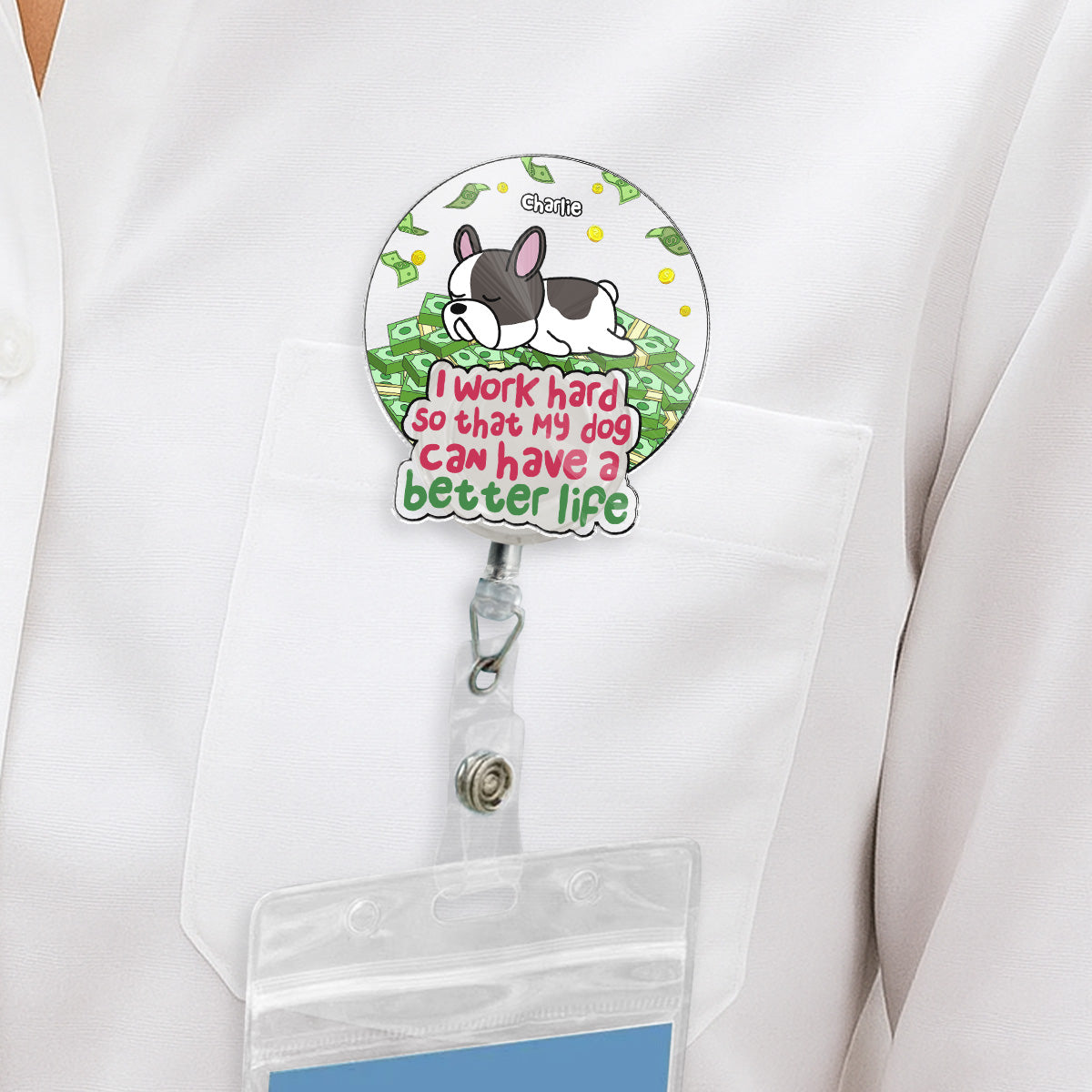 Custom Photo ID Holder, Graduation Christmas Birthday Gifts for Dog Lovers • Better Life - Personalized Acrylic Badge Reel