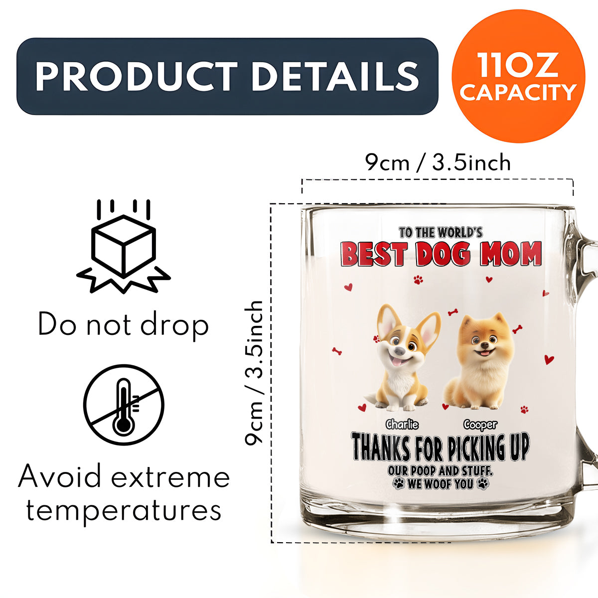 Custom Mother's Father's day Birthday Gifts For Dog Lovers • Thanks For Picking Up My Poo - Personalized Glass Mug