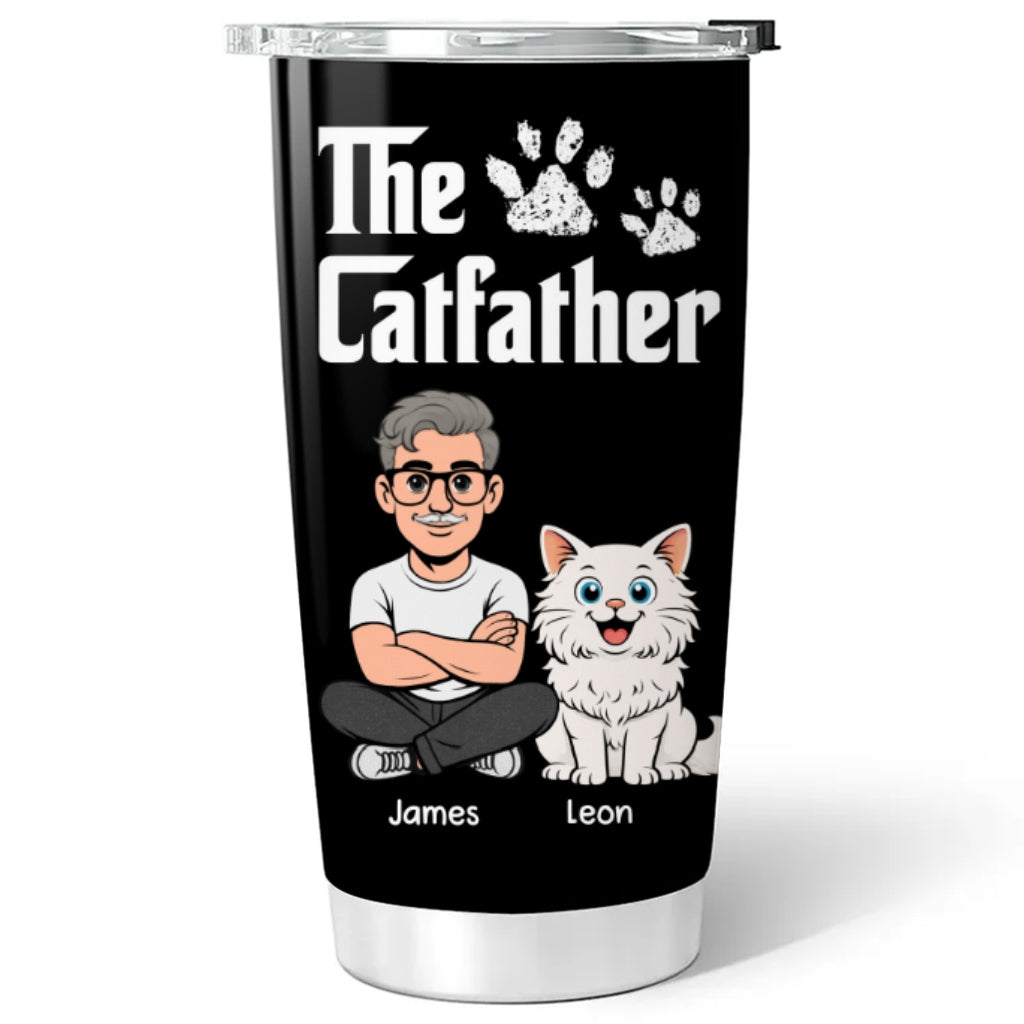 Custom Father's day Birthday Gifts For Cat Dad, Cat Lovers • Cool Cat Father Ver Retro - Personalized Tumbler