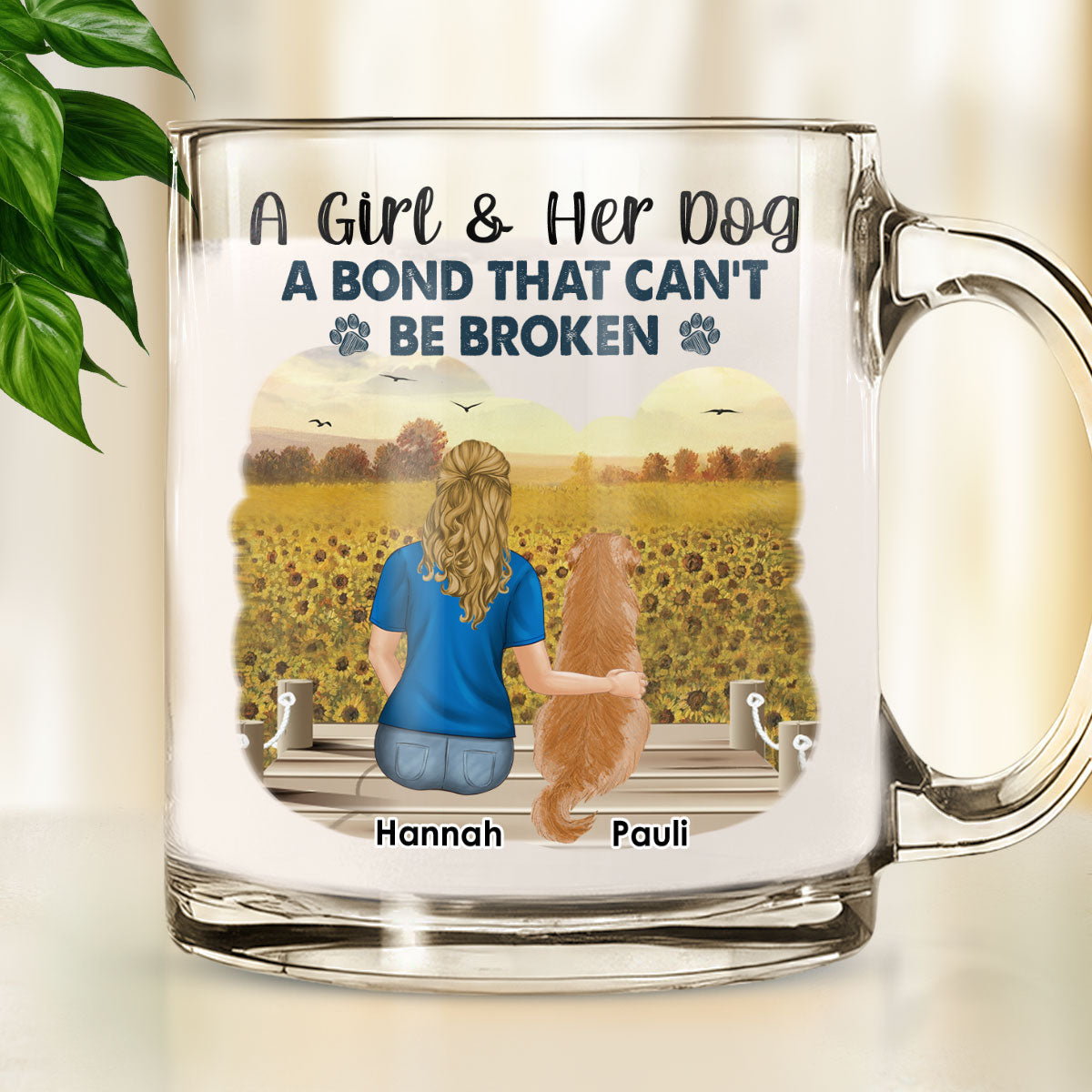 Custom Christmas Birthday Gifts For Dog Lovers • An Unbreakable Bond - Personalized Glass Mug
