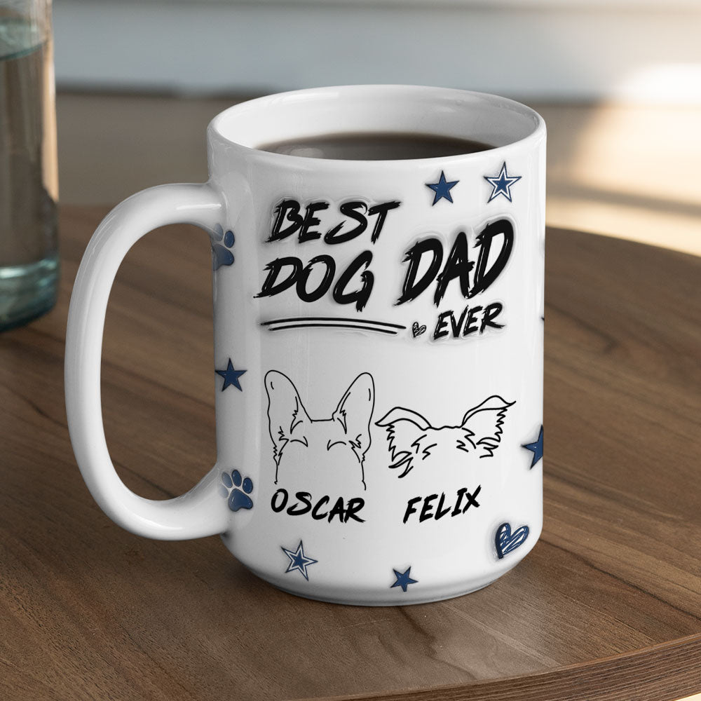 Custom Christmas Birthday Gifts For Pet Dad, Pet Lovers • Best Dog Dad Line - Personalized 3D Inflated Effect Mug