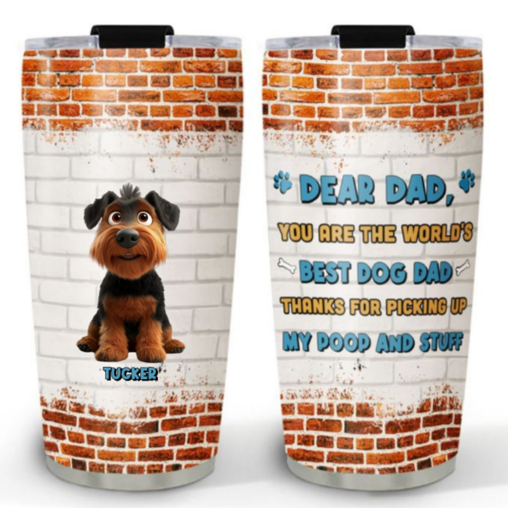 Custom Christmas Birthday Gifts For Dog Dad, Dog Lovers • Dear Dad - Personalized Tumbler