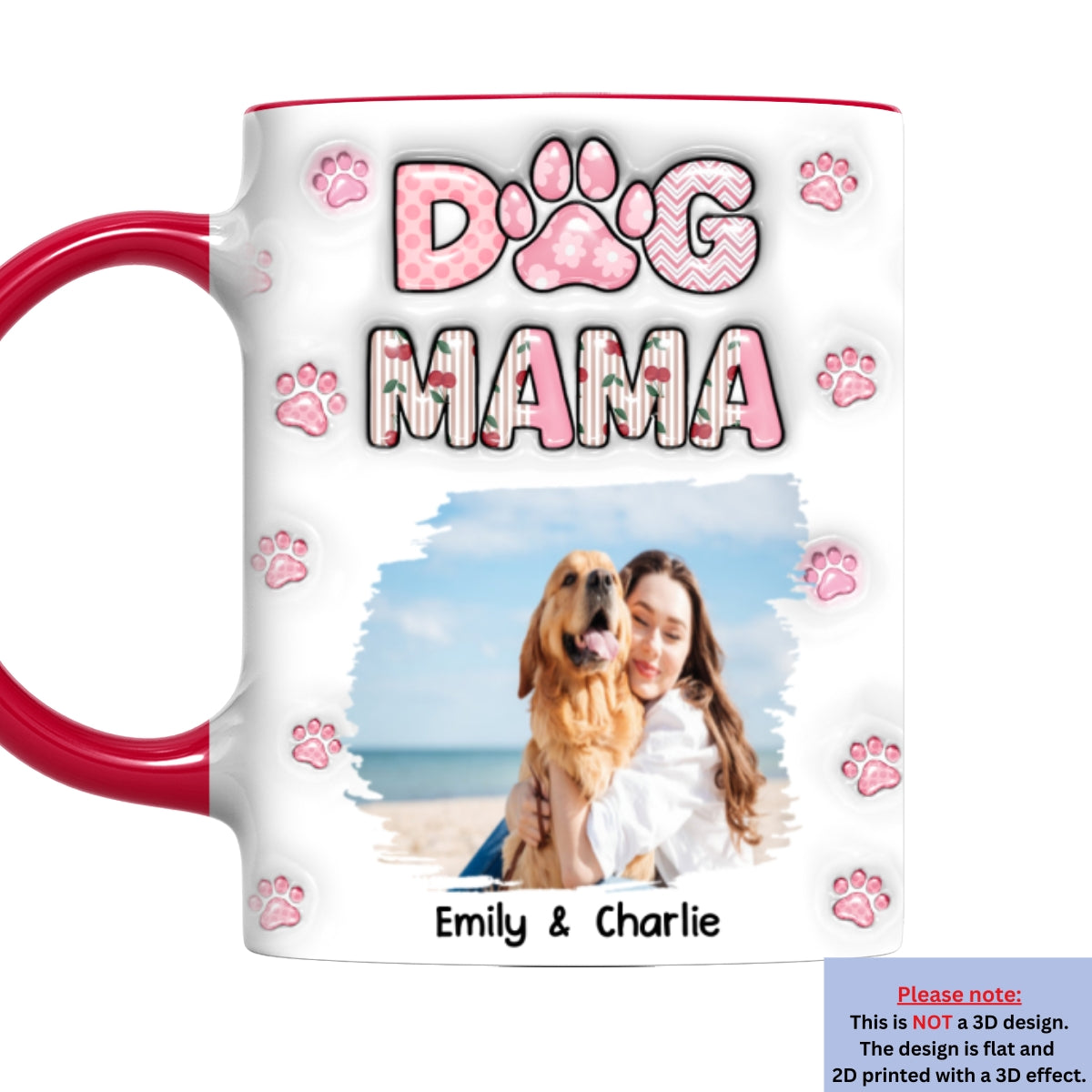 Custom Photo Christmas Birthday Gifts For Dog Mom, Dog Lovers • Cherry On Top Photo - Personalized 3D Inflated Effect Accent Mug