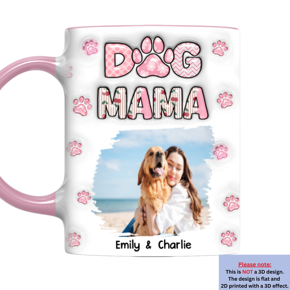 Custom Photo Christmas Birthday Gifts For Dog Mom, Dog Lovers • Cherry On Top Photo - Personalized 3D Inflated Effect Accent Mug