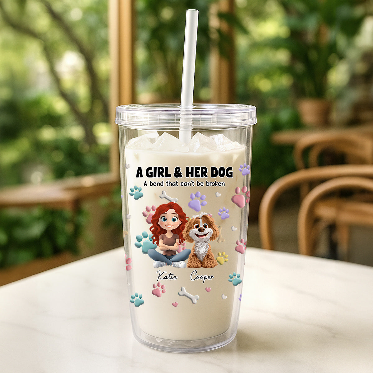 Custom Christmas Birthday Gifts For Dog Mom, Dog Lovers • Dog And Human Cartoon - Personalized 14oz Plastic Tumbler