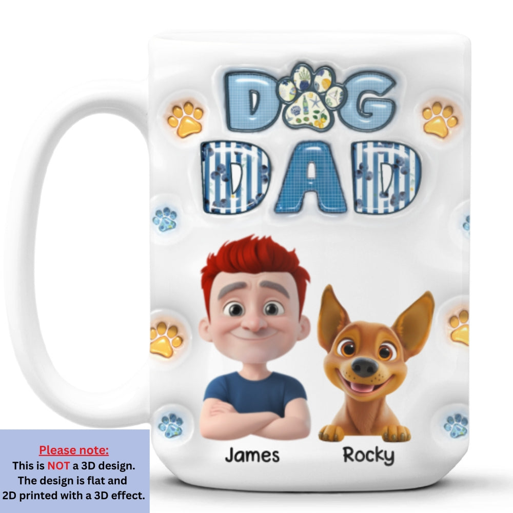 Custom Christmas Birthday Gifts For Dog Dad, Dog Lovers • My Baby On Top Of All - Personalized 3D Inflated Effect Mug