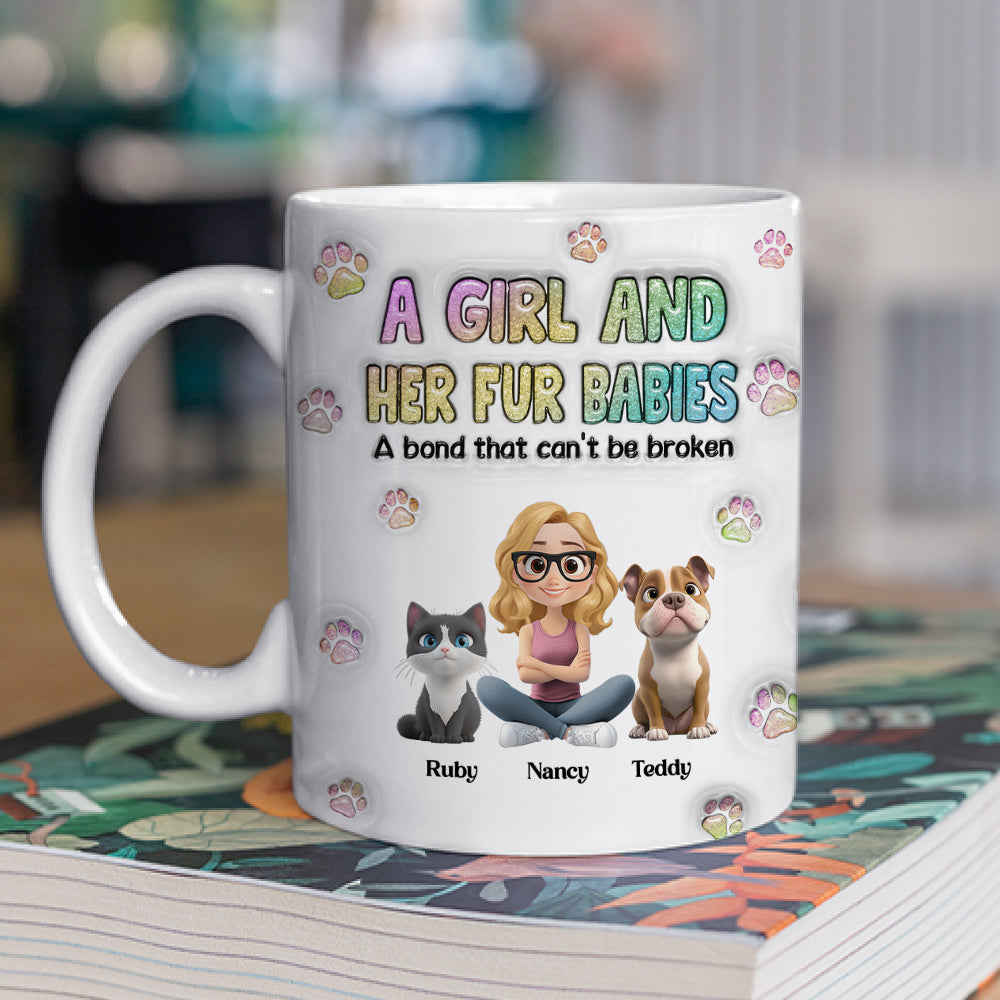 Custom Christmas Birthday Gifts For Dog Mom, Dog Lovers • A Girl And Her Fur Babies - Personalized 3D Inflated Effect Mug