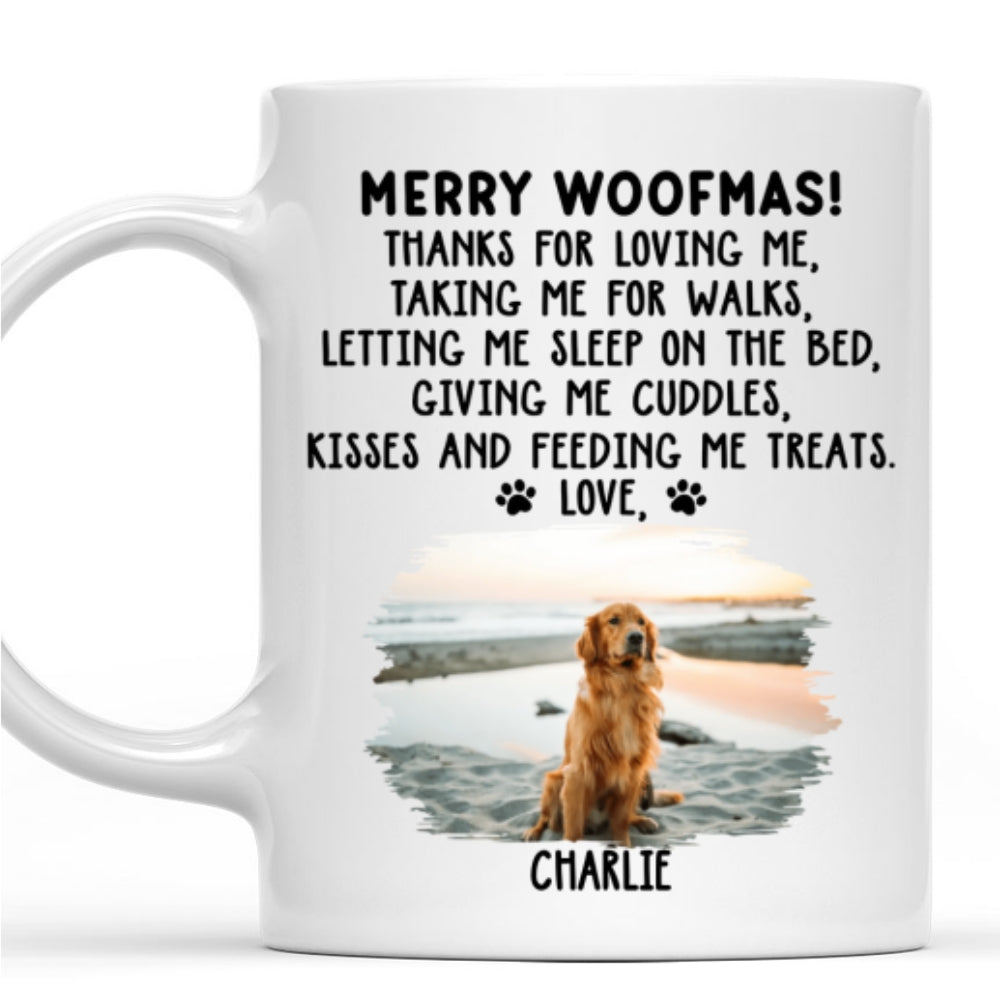 Custom Photo Christmas Birthday Gifts For Dog Lovers • Thanks For Loving Me Christmas Photo - Personalized Coffee Mug