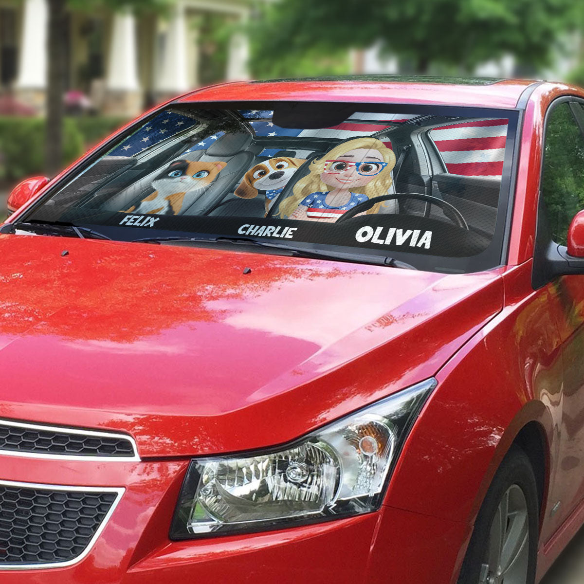 Custom Christmas Birthday Gifts Car Accessories for Pet Parents • American Fur Babies - Personalized Car Sunshade