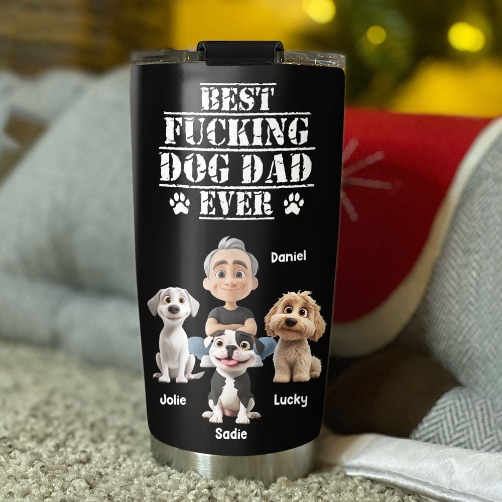 Custom Christmas Birthday Gifts For Dog Dad, Dog Lovers • Best Dad In The Hood - Personalized Tumbler