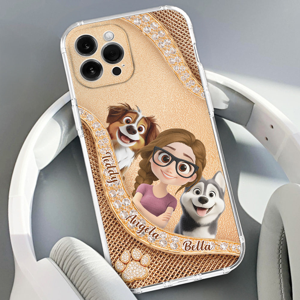 Gold Chibi Dog Mom - Personalized 3D Effect Phone Case