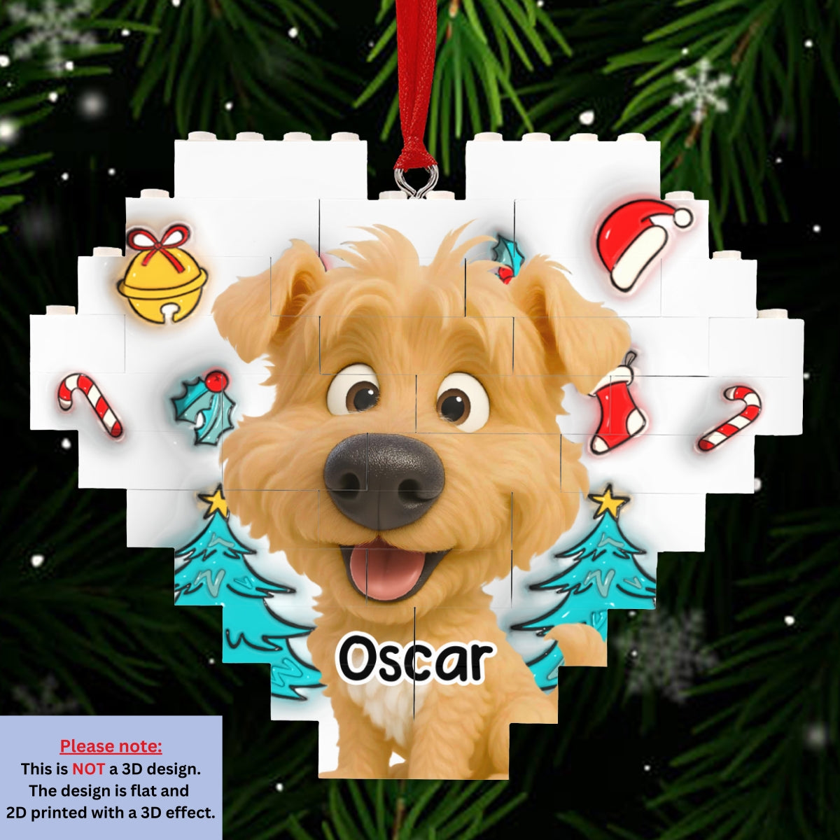 Custom Christmas Decor Home Birthday Gifts For Dog Mom, Dog Lovers • Santa Is Coming - Personalized 3D Effect Heart Puzzle Ornament