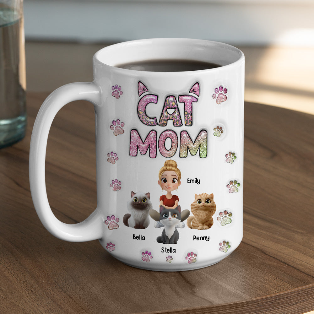 Custom Christmas Birthday Gifts For Dog Mom, Dog Lovers • Cat Mom Lovely Chibi - Personalized 3D Inflated Effect Mug