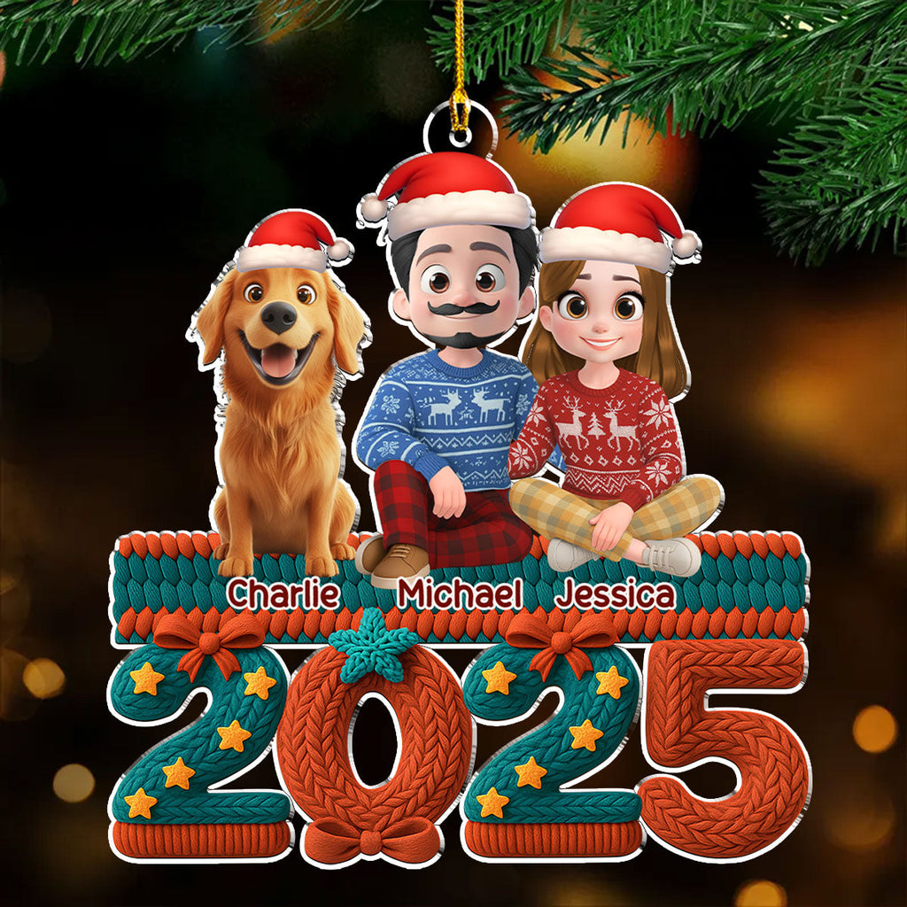 Custom Christmas Decor Home Birthday Gifts For Dog Lovers • Jolly Year - Personalized 3D Effect Acrylic Ornament