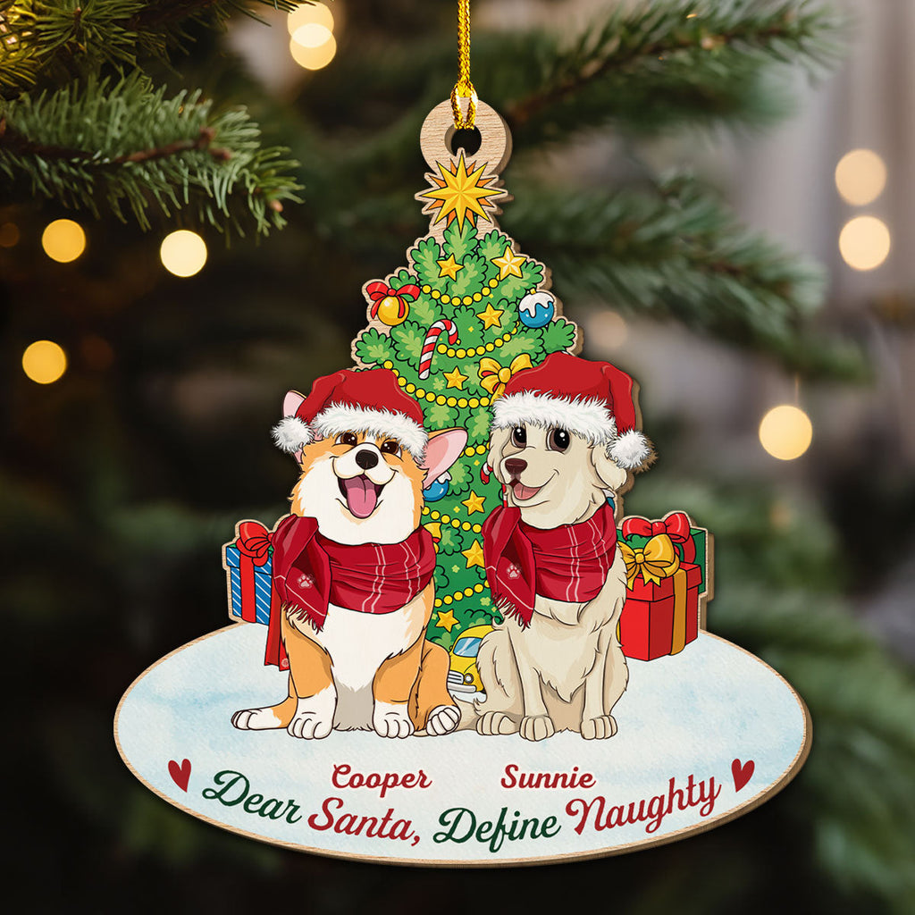 Define Naughty Dog - Personalized Wood Ornament
