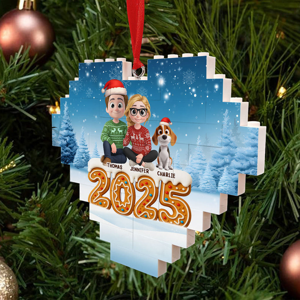 Custom Christmas Decor Home Birthday Gifts For Dog Lovers • Ginger Family - Personalized 3D Effect Heart Puzzle Ornament