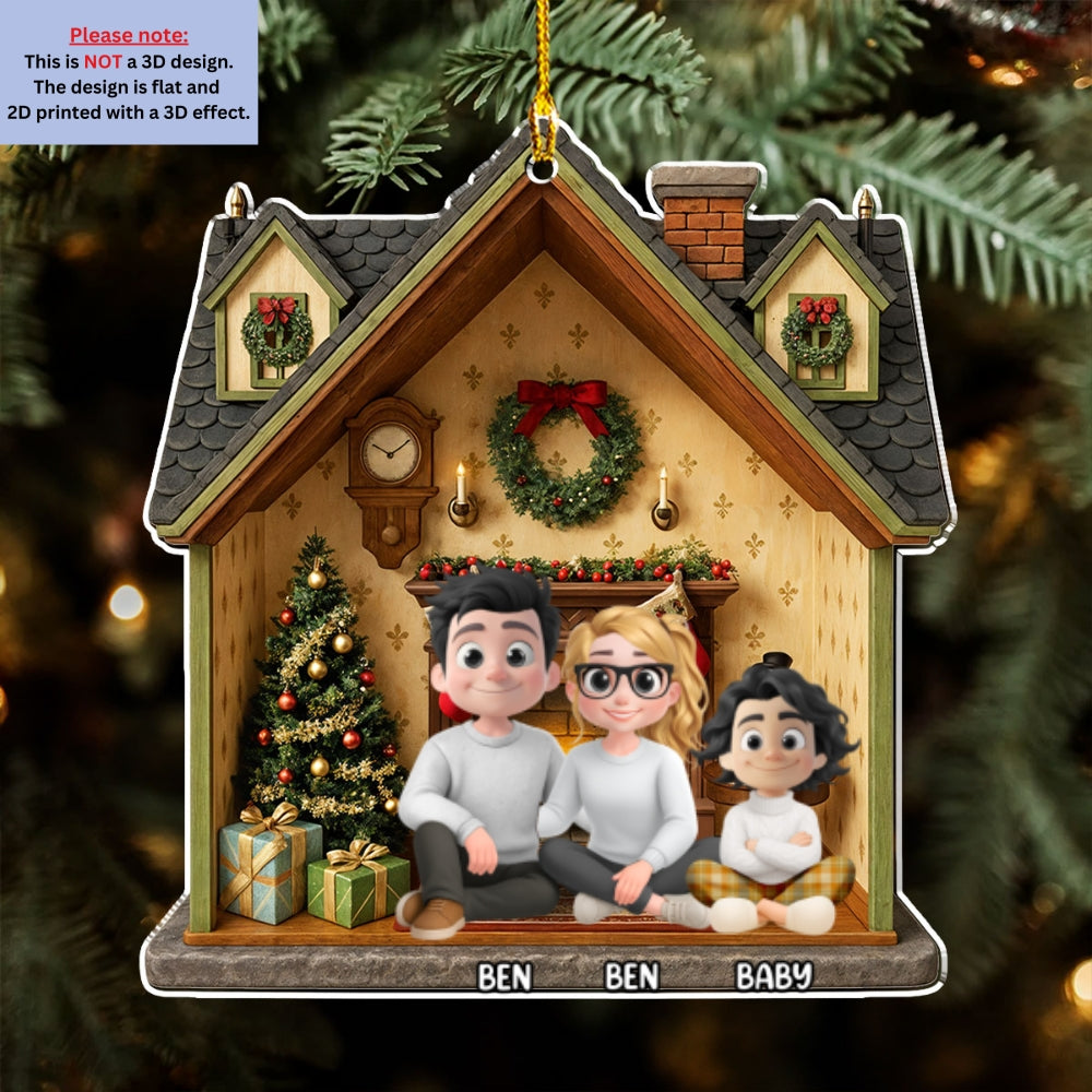 Custom Christmas Decor Home Birthday Gifts For Dog Lovers • Under The Chimney - Personalized 3D Effect Acrylic Ornament