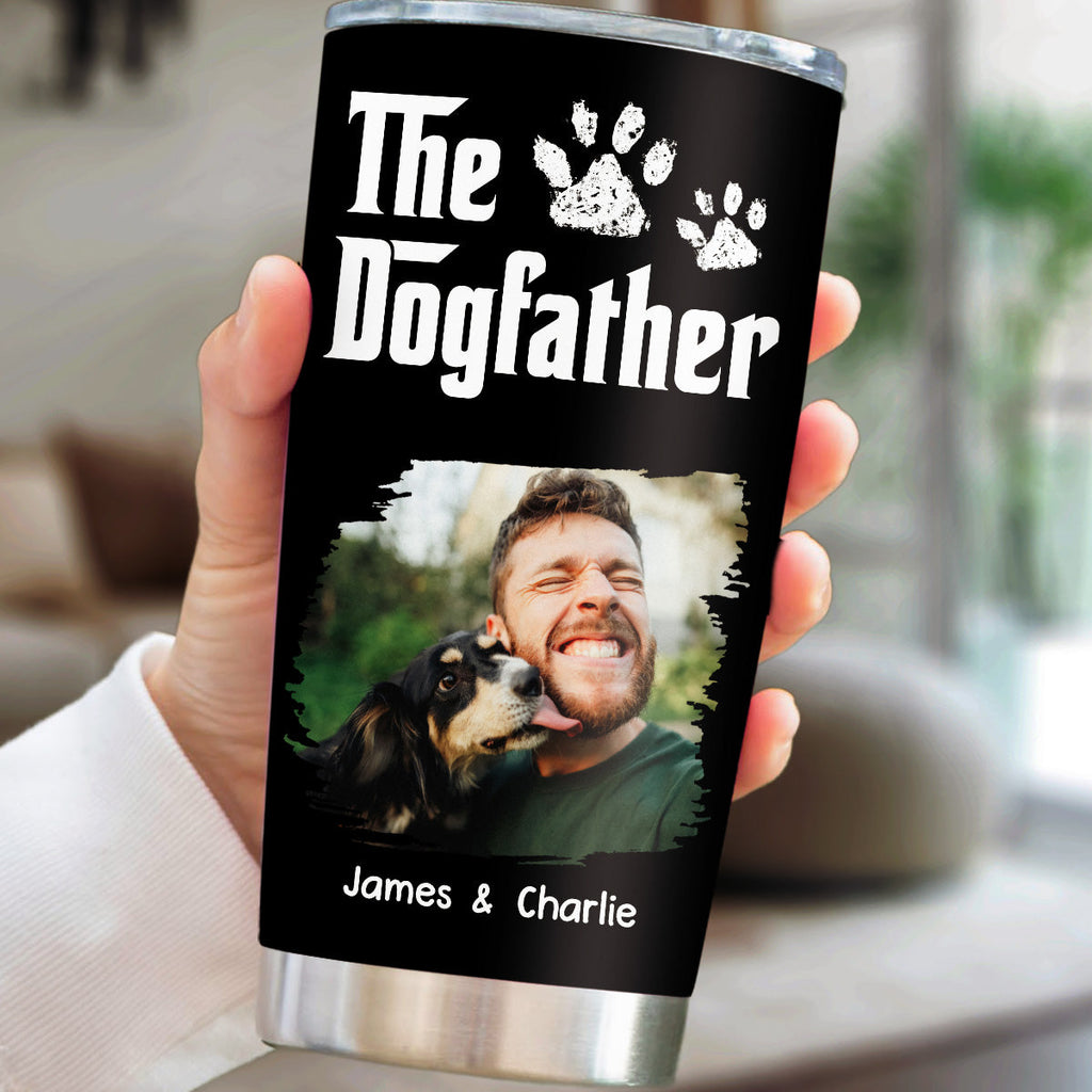Custom Photo Father's day Birthday Gifts For Dog Dad, Dog Lovers • Cool Dog Father Ver Retro Photo - Personalized Tumbler