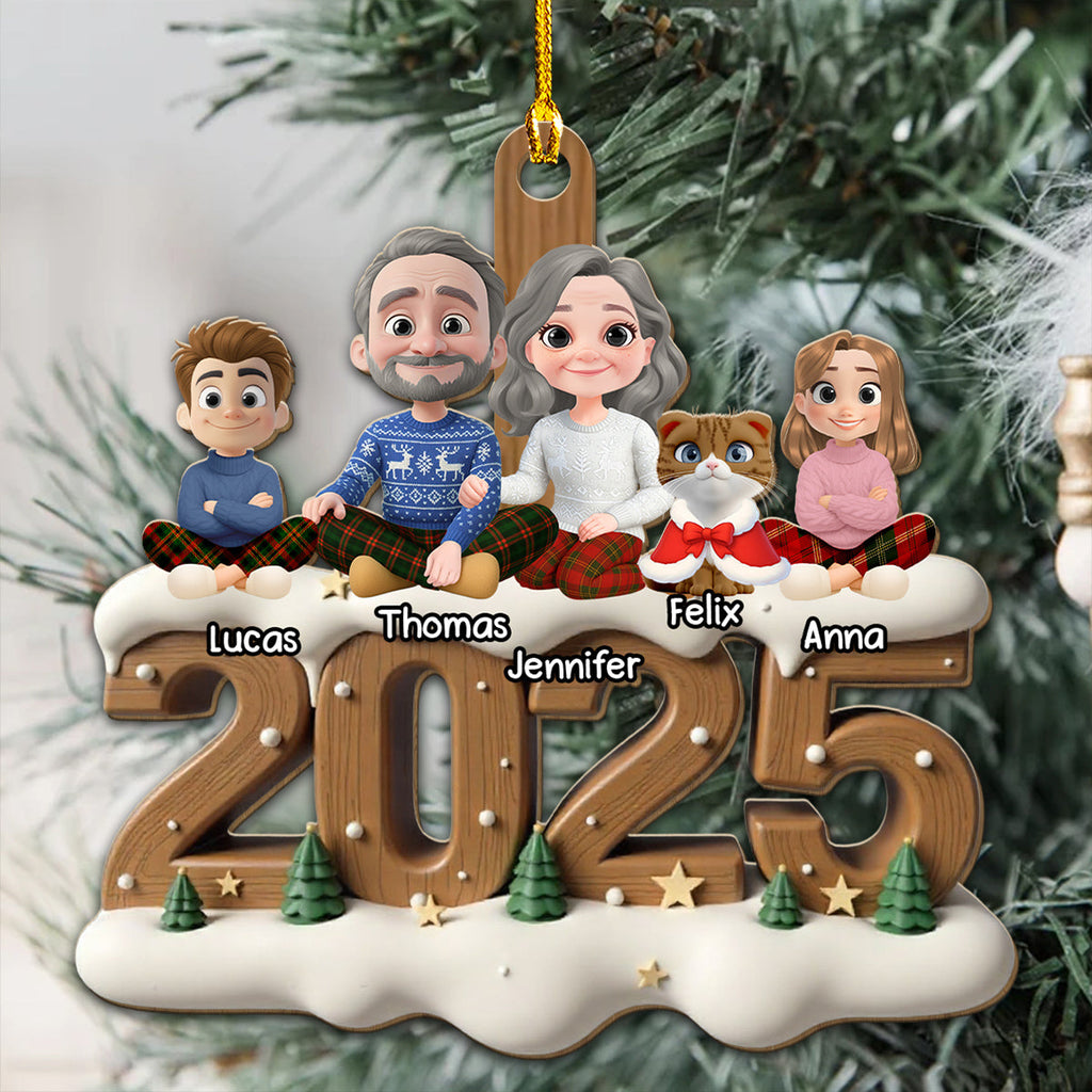 Custom Christmas Decor Home Birthday Gifts For Cat Lovers • As A Family With Cats Extended Ver - Personalized 3D Effect Wood Ornament