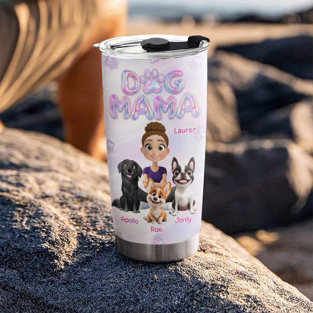 Custom Christmas Birthday Gifts For Dog Mom, Dog Lovers • Flying Into Bubble Planet - Personalized 3D Effect Tumbler