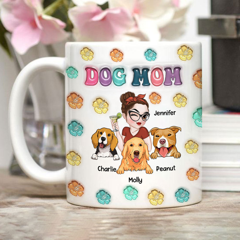 Custom Mother's day Birthday Gifts For Dog Mom, Dog Lovers • Dog Mom Summer - Personalized 3D Inflated Effect Mug