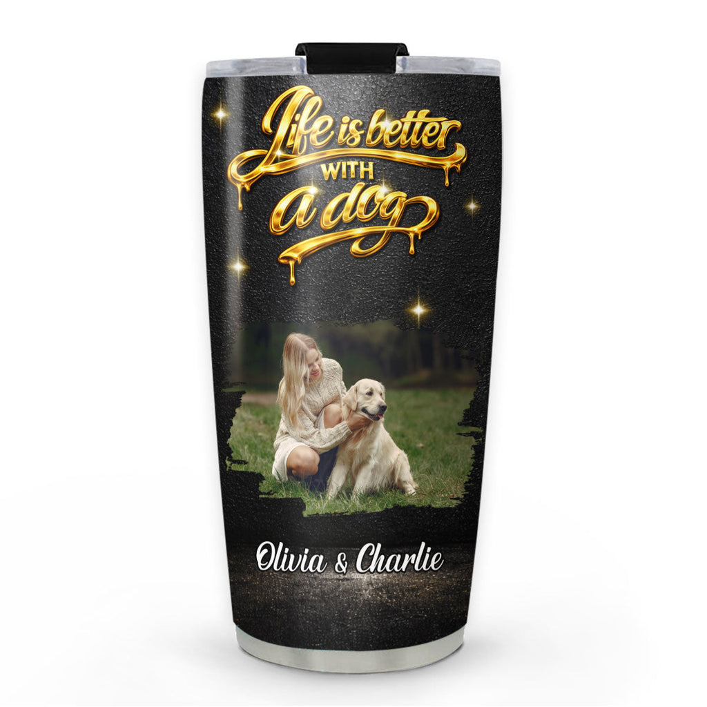 Custom Photo Christmas Birthday Gifts For Dog Mom, Dog Lovers • Golden Dog Mom Photo - Personalized 3D Effect Tumbler