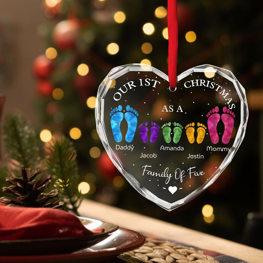 First Christmas As A Family - Personalized Glass Ornament